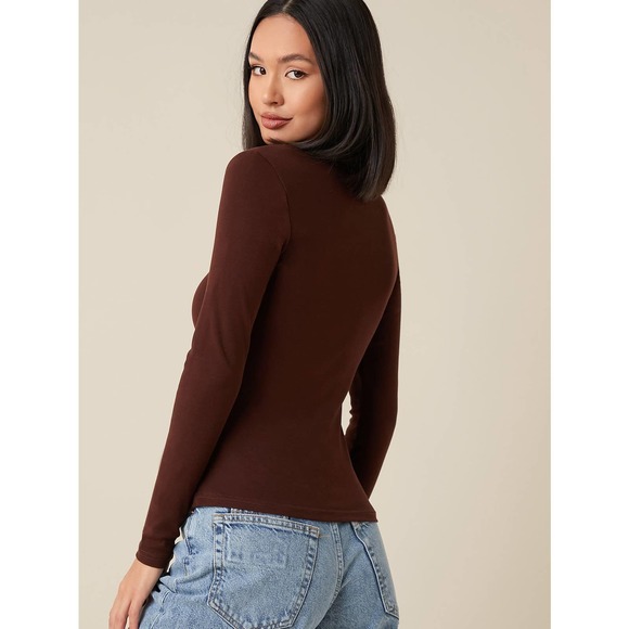 Long sleeve Square Neck Form Fitted Tee dark green - Picture 7 of 12